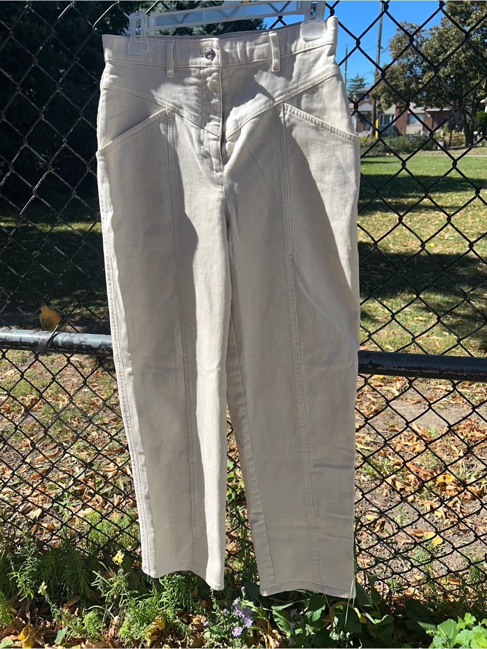 Wilfred Free Cream High-Rise Straight Leg Modern Utility Denim Jeans Size 4